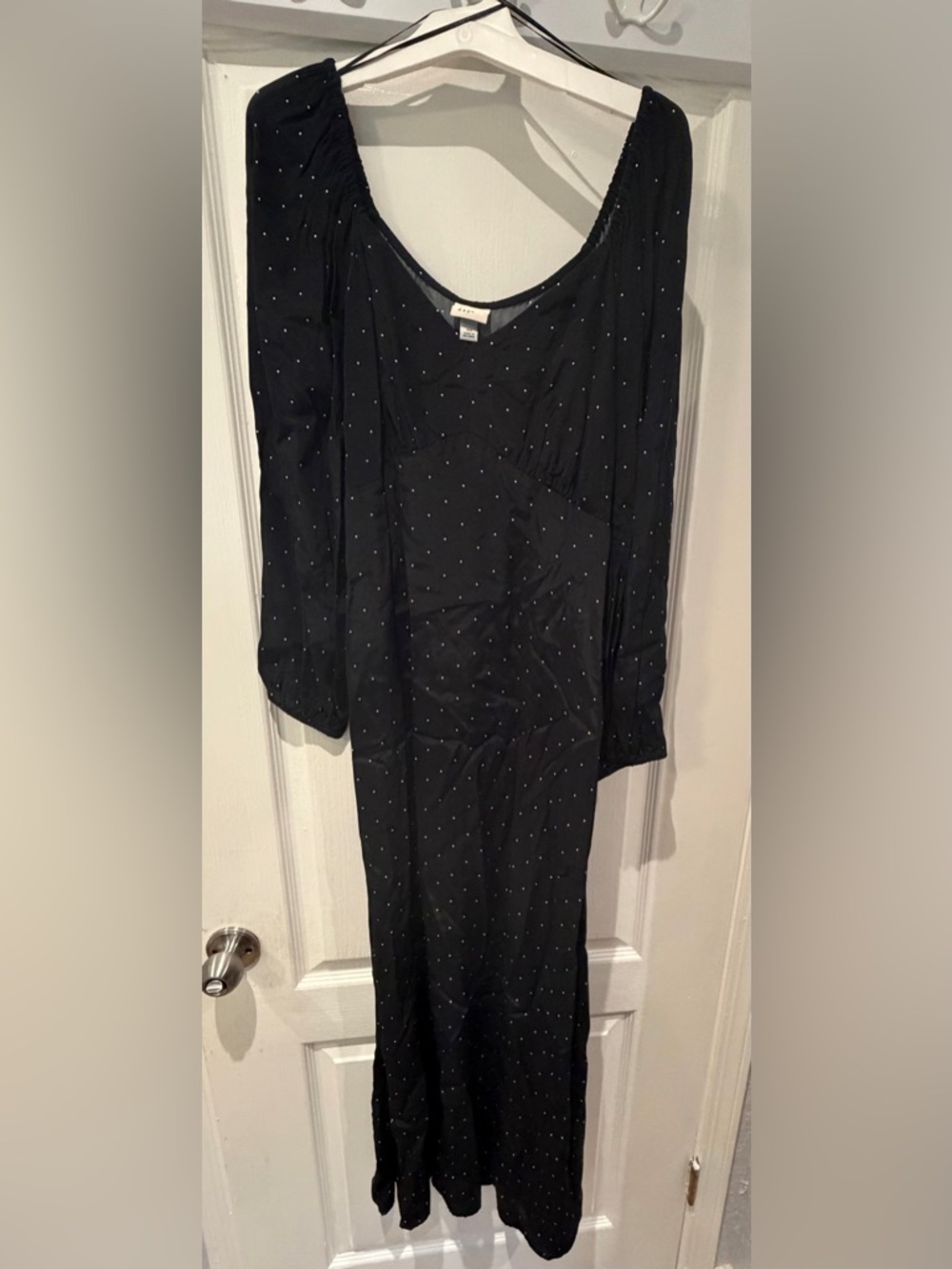 a new day Black Long Sleeve Dress with White Polka Dots